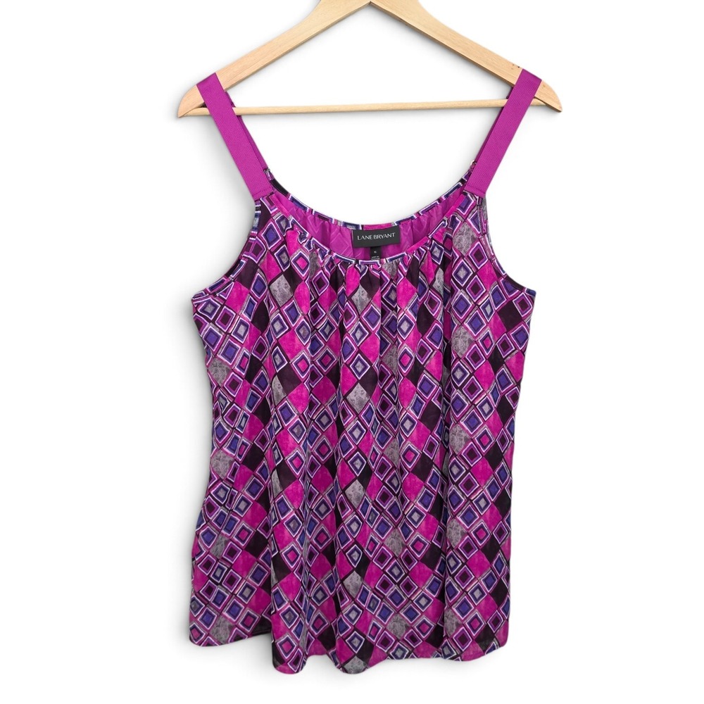 Lane Bryant Top Womens Plus 16 Purple Sleeveless Blouse Adjustable Straps Casual